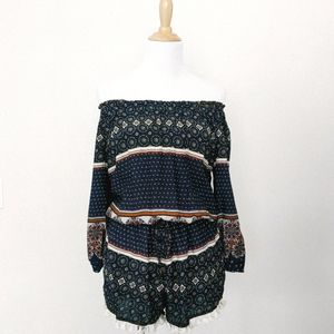 UMGEE Off Shoulder Romper Navy Blue Size M